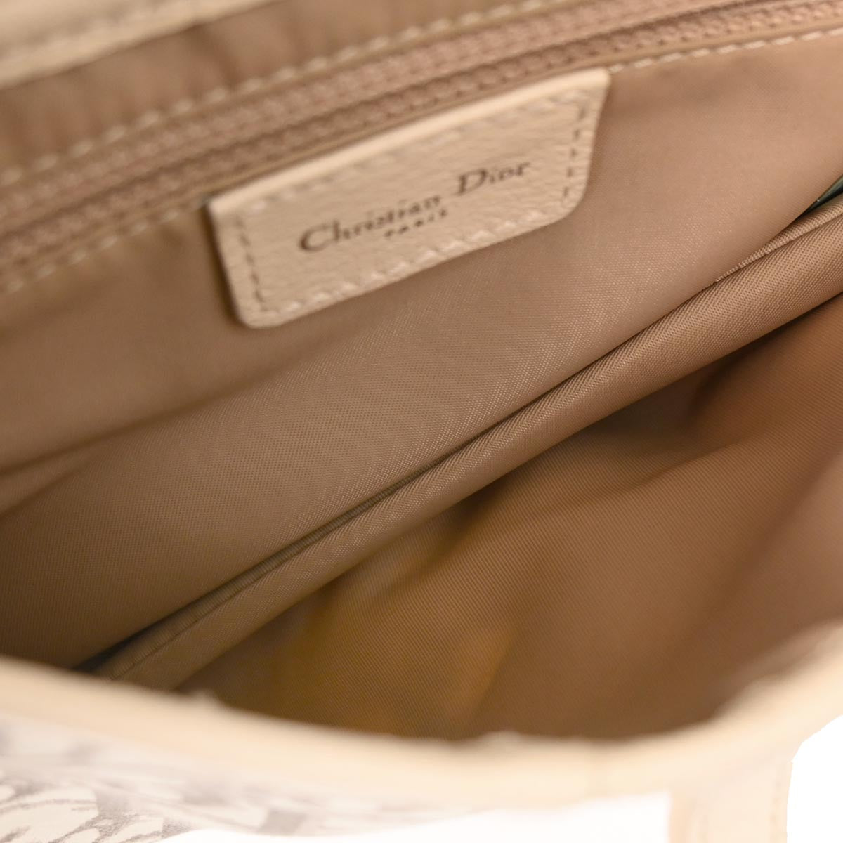 Christian Dior Ivory Embroidered Trotter Saddle Handbag