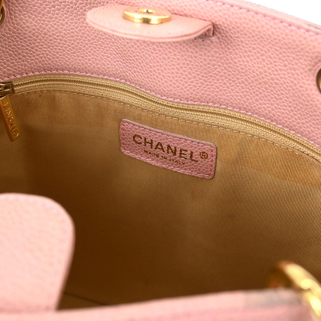 Chanel 2002-2003 Pink Caviar Petite Shopping Tote PST Chain Handbag