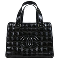 Chanel 2002-2003 Black Patent Leather Choco Bar Handbag