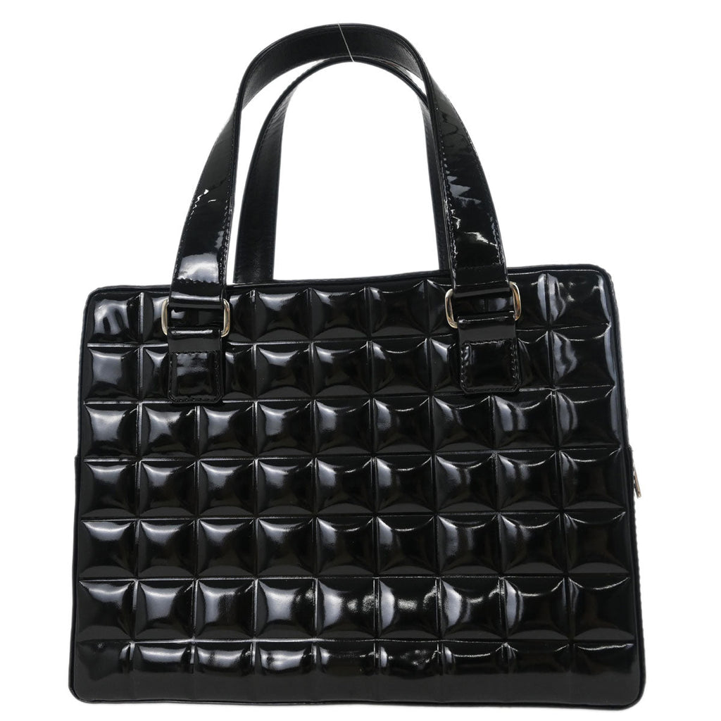 Chanel 2002-2003 Black Patent Leather Choco Bar Handbag