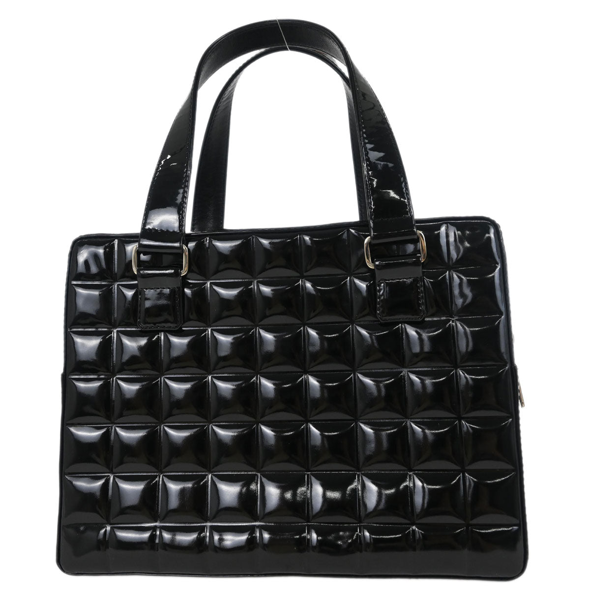 Chanel 2002-2003 Black Patent Leather Choco Bar Handbag