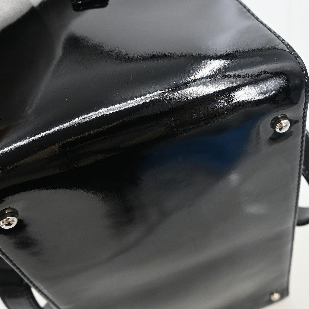 Chanel 2002-2003 Black Patent Leather Choco Bar Handbag
