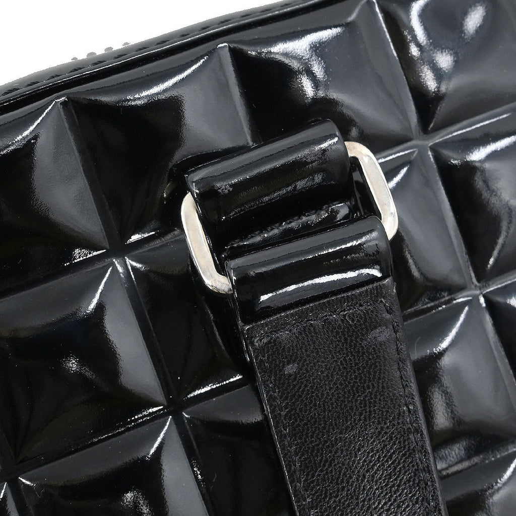 Chanel 2002-2003 Black Patent Leather Choco Bar Handbag