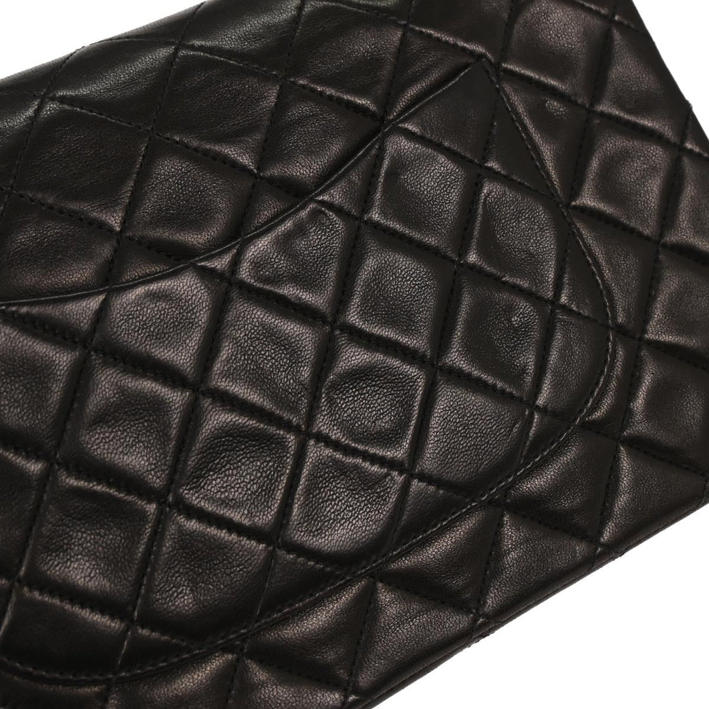 Chanel 1994-1996 Black Lambskin Medium Classic Double Flap Shoulder Bag
