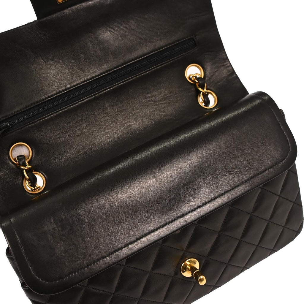 Chanel 1994-1996 Black Lambskin Medium Classic Double Flap Shoulder Bag