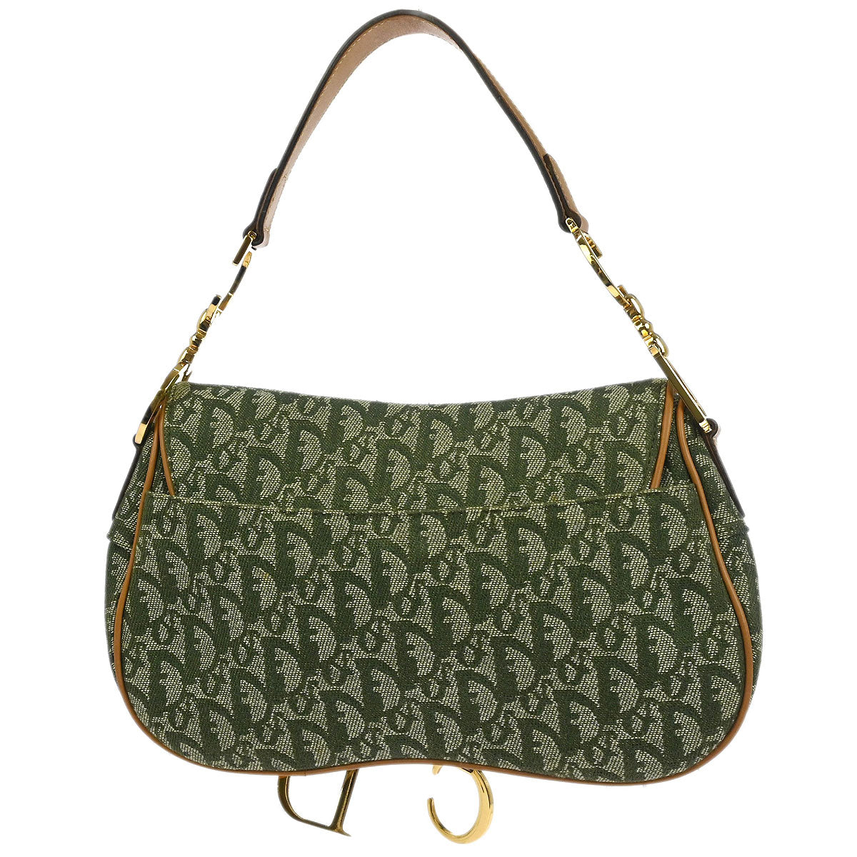 Christian Dior Green Trotter Double Saddle Handbag