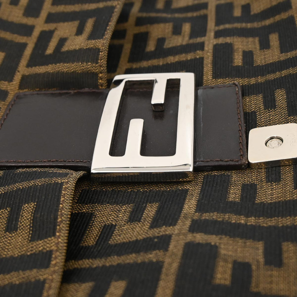 Fendi Brown Canvas Zucca Mamma Baguette Handbag