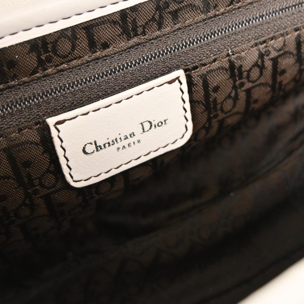 Christian Dior White Leather Saddle Handbag