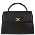 Chanel 1997-1999 Kelly Black Caviar Top Handle Handbag
