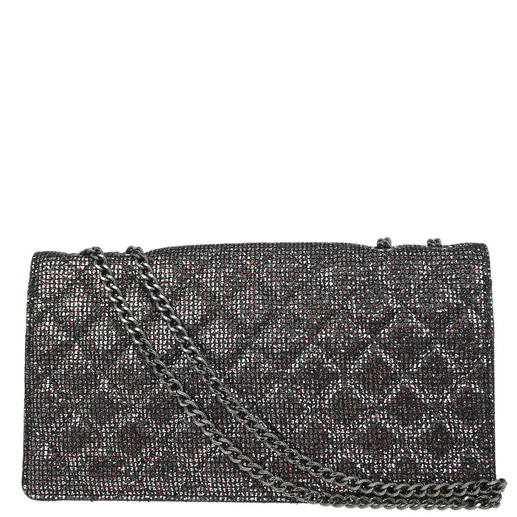Chanel 2010-2011 Silver Mademoiselle Lock Glitter Canvas Shoulder Bag