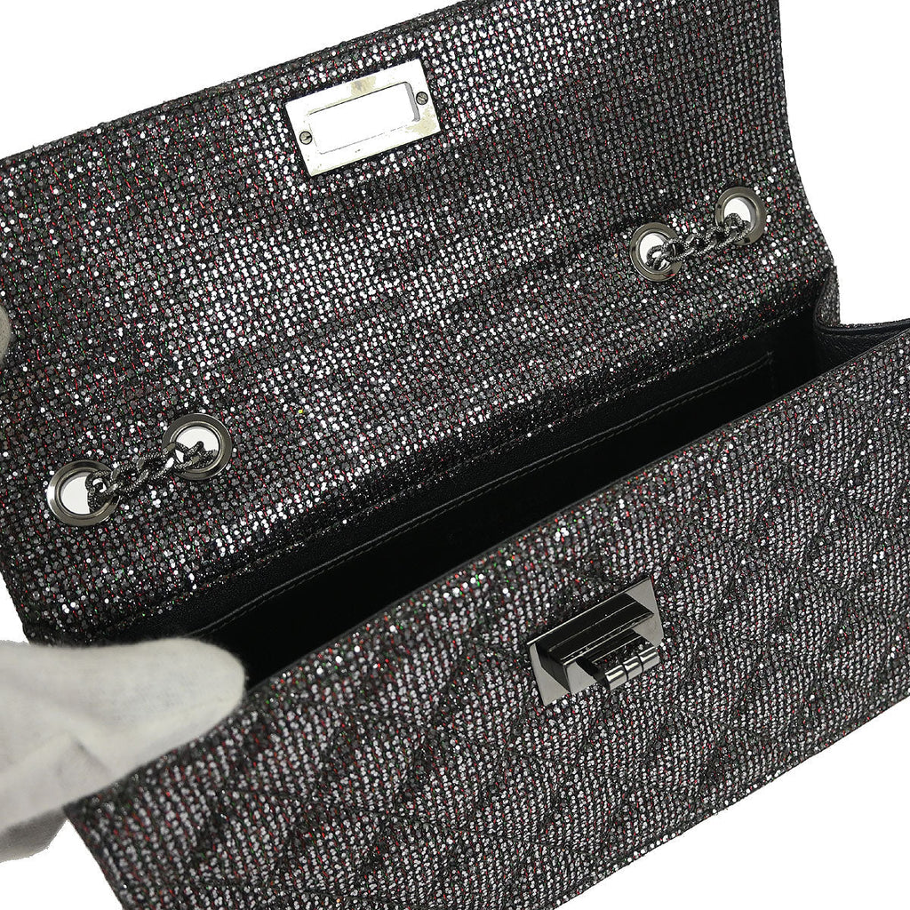 Chanel 2010-2011 Silver Mademoiselle Lock Glitter Canvas Shoulder Bag