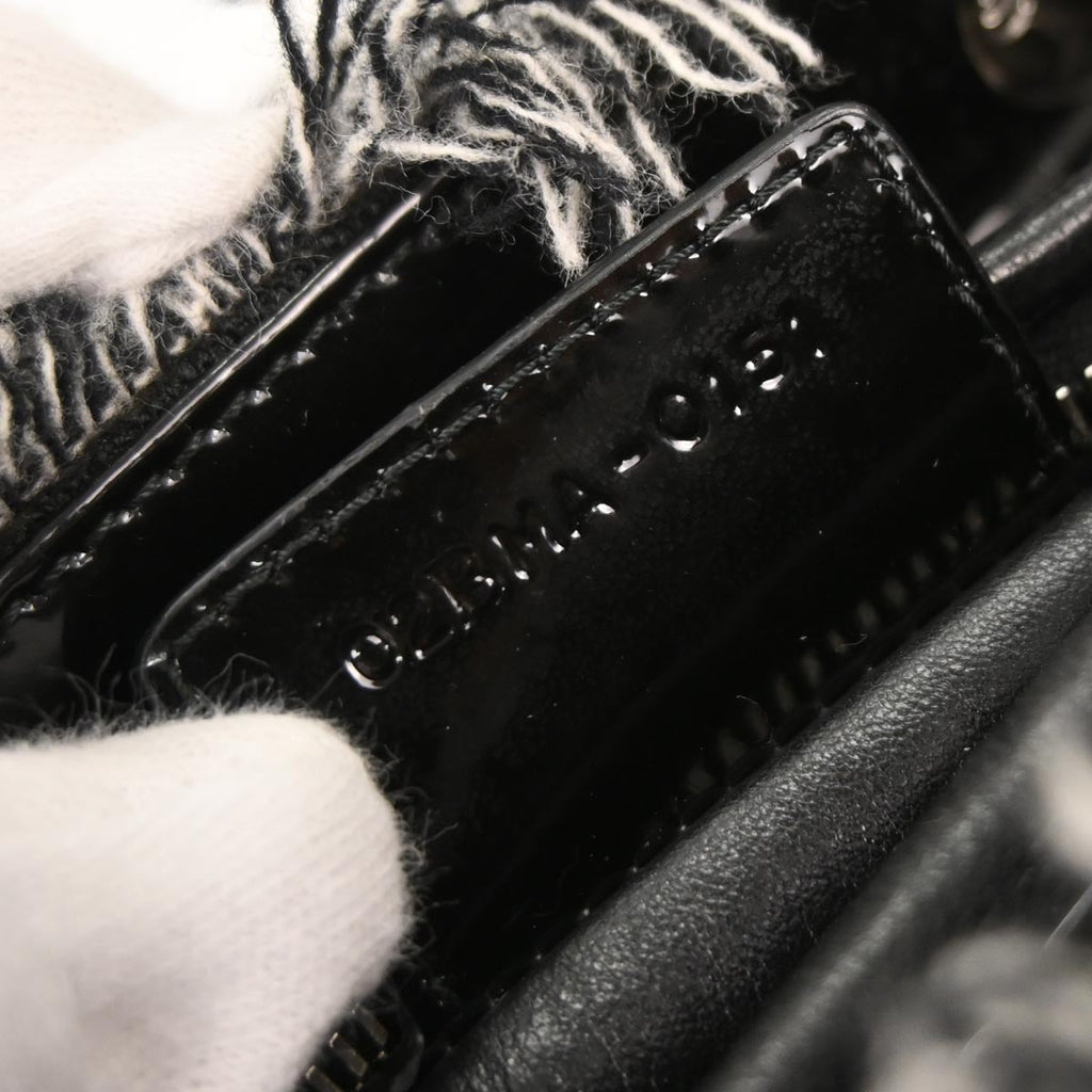 Christian Dior Gray Cotton Medium Lady Dior Cannage 2way Shoulder Handbag