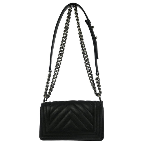 Boy Chanel 2019 Black Caviar Chevron Small Chain Shoulder Bag