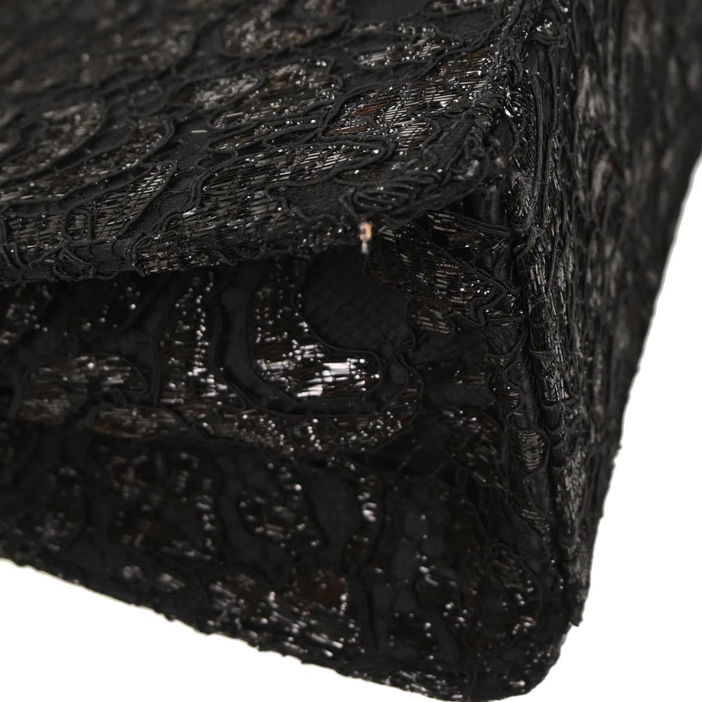 Chanel Black Satin Lace Handbag