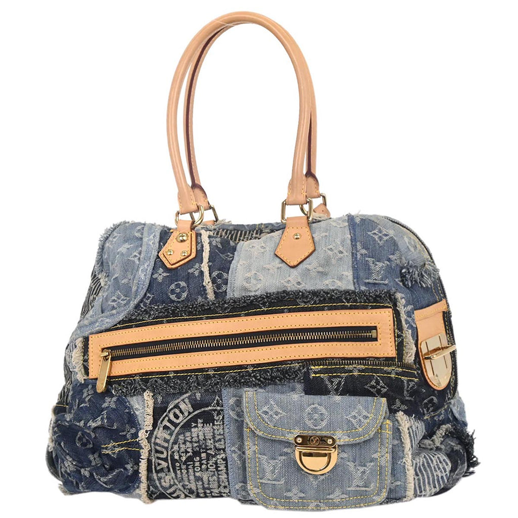 Louis Vuitton 2007 Blue Monogram Denim Patchwork Bowly Handbag M95376