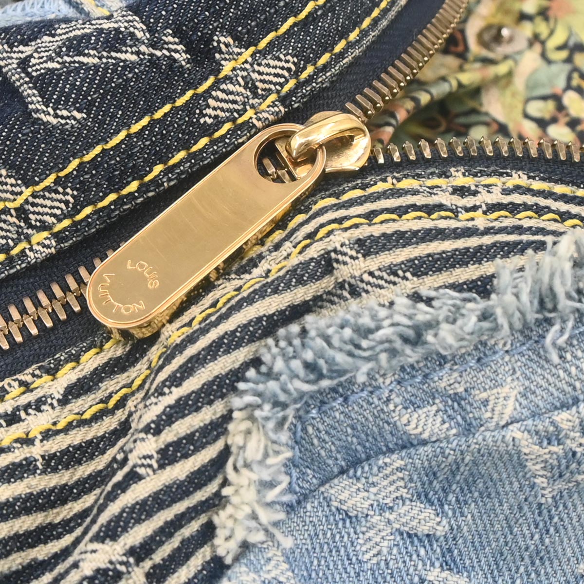 Louis Vuitton 2007 Blue Monogram Denim Patchwork Bowly Handbag M95376