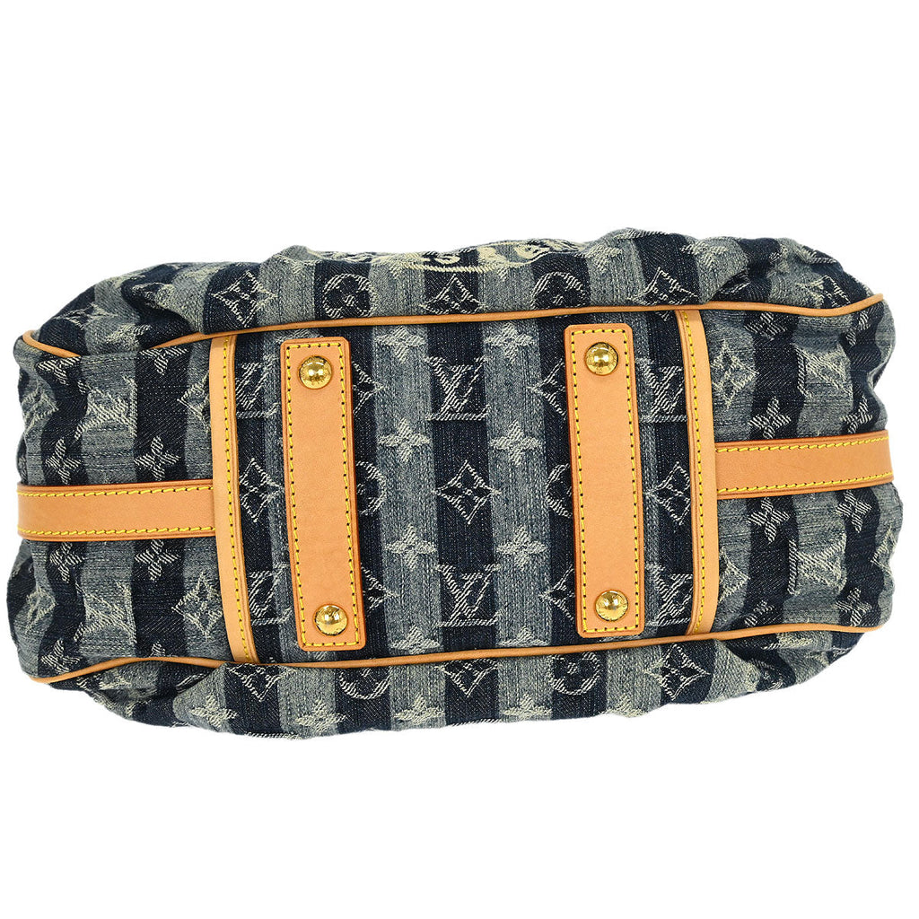 Louis Vuitton 2006 Blue Denim Porte Epol Raye MM Shoulder Bag M95334