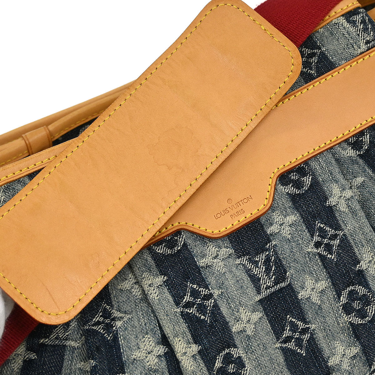 Louis Vuitton 2006 Blue Denim Porte Epol Raye MM Shoulder Bag M95334