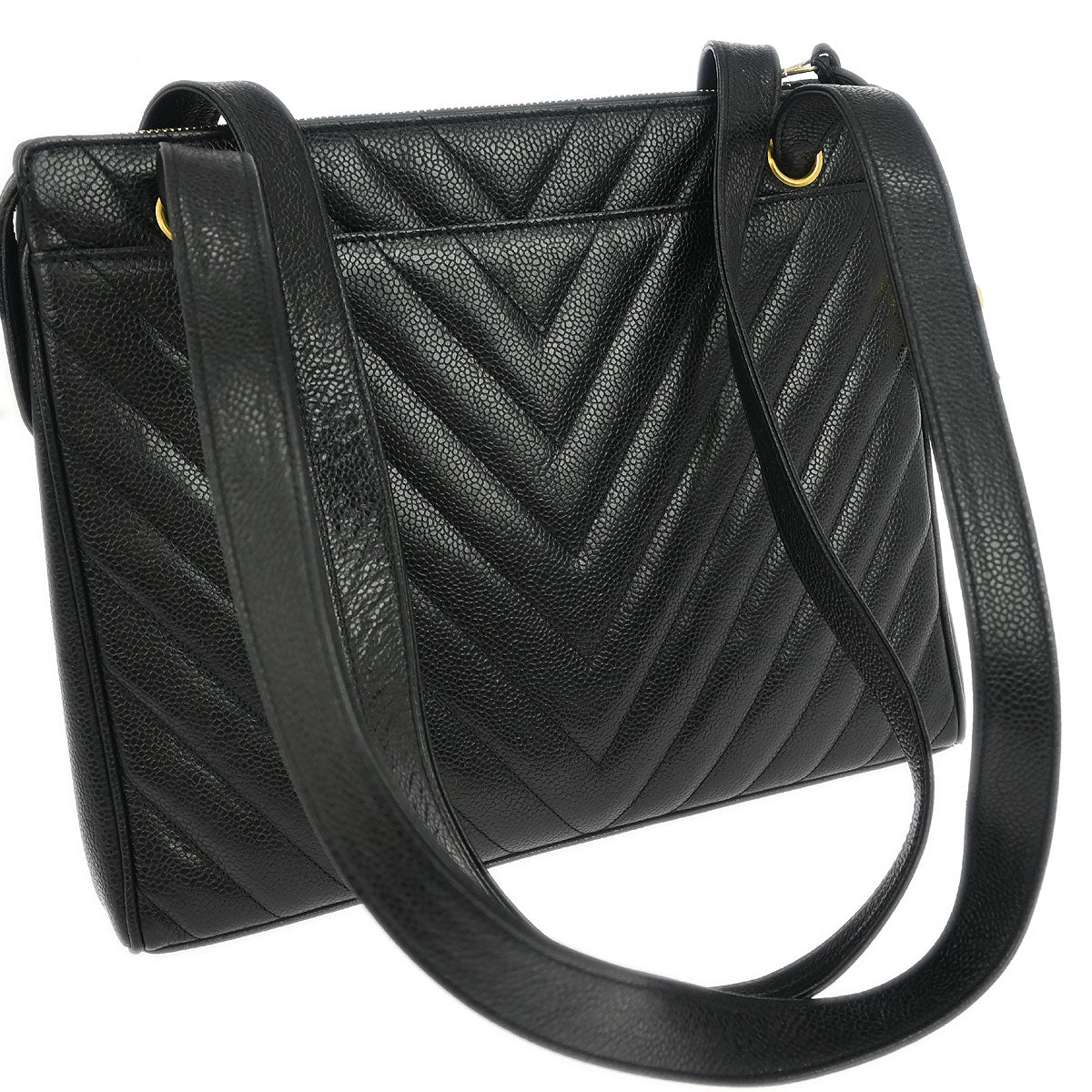 Chanel Black Calfskin Chevron Shoulder Bag