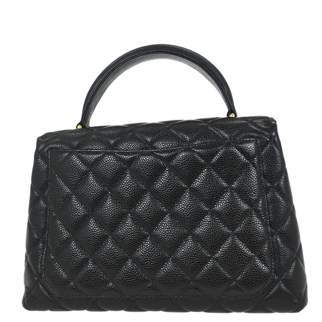 Chanel 1996-1997 Black Caviar Kelly Top Handle Handbag