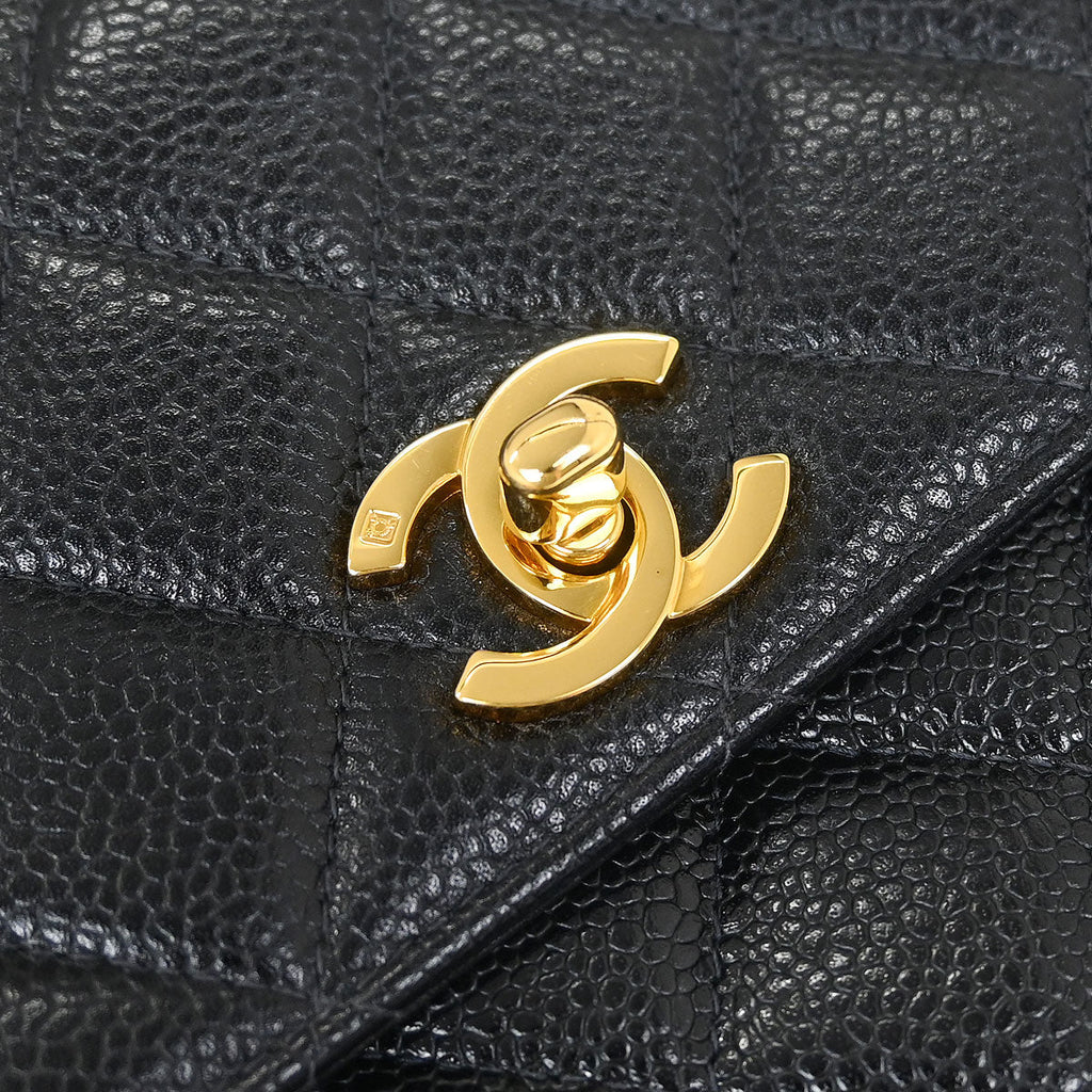 Chanel 1996-1997 Black Caviar Kelly Top Handle Handbag