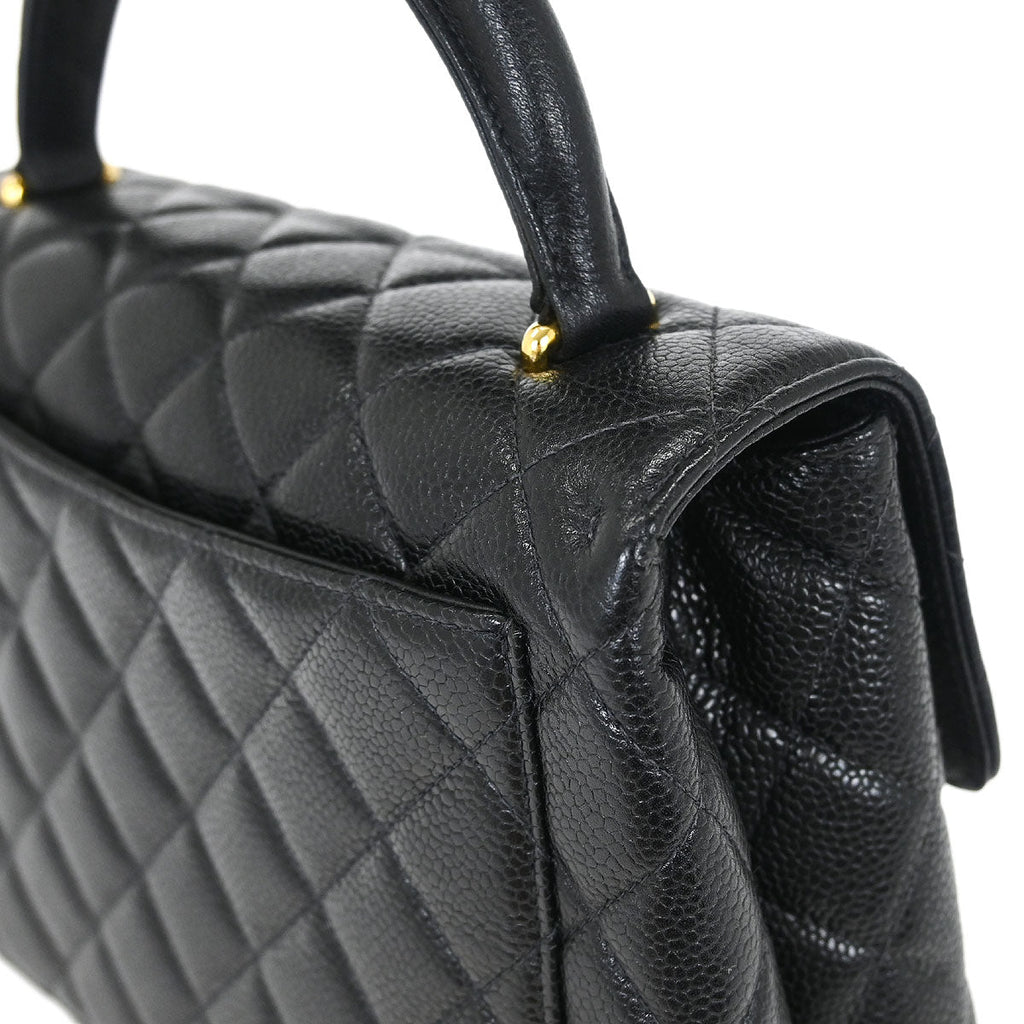Chanel 1996-1997 Black Caviar Kelly Top Handle Handbag