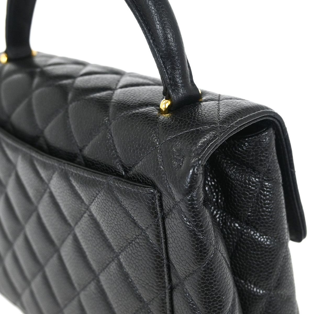 Chanel 1996-1997 Black Caviar Kelly Top Handle Handbag
