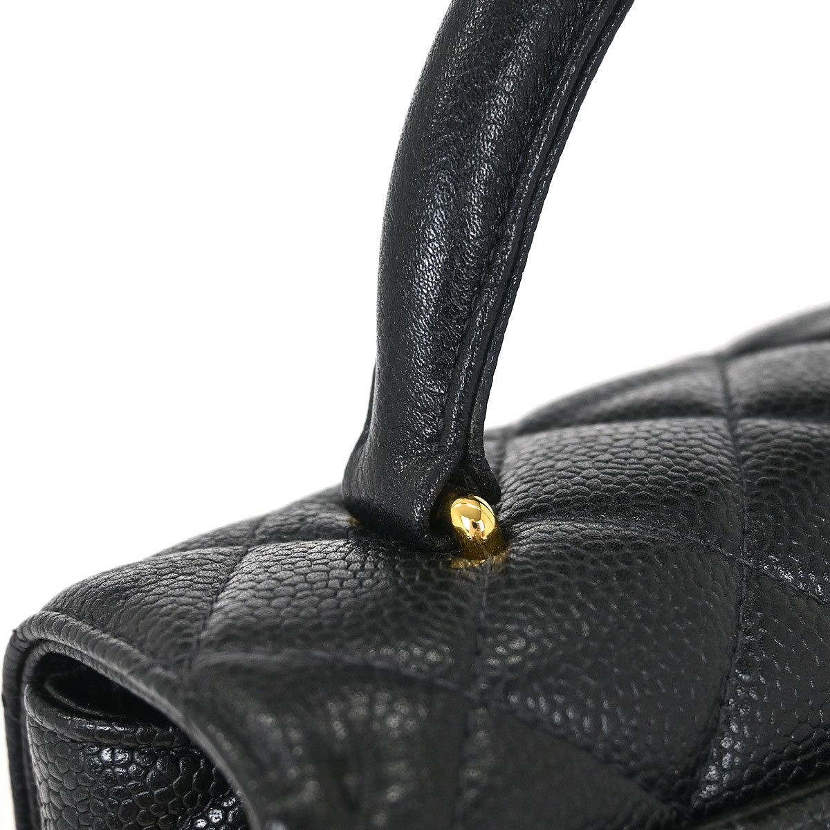 Chanel 1996-1997 Black Caviar Kelly Top Handle Handbag