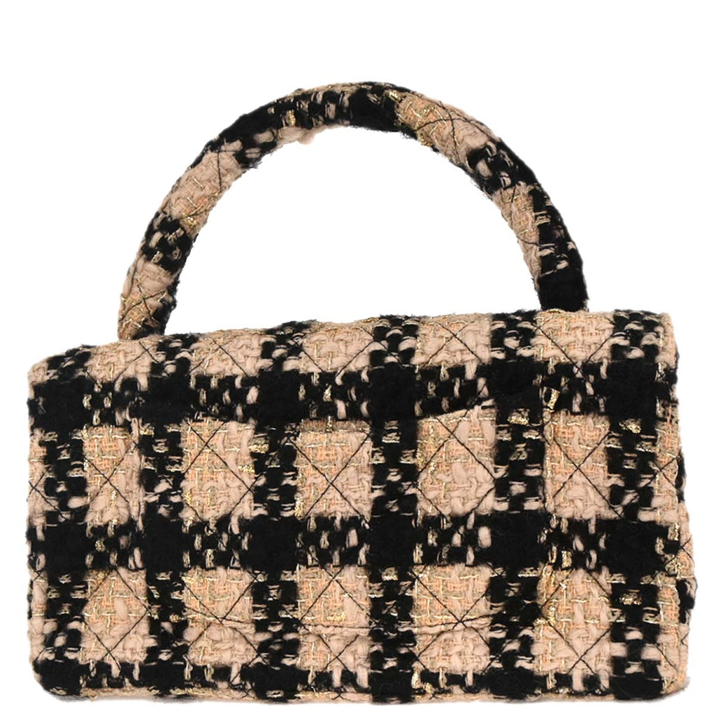 Chanel * Beige Tweed Classic Single Flap 2 in 1 Handbag Set