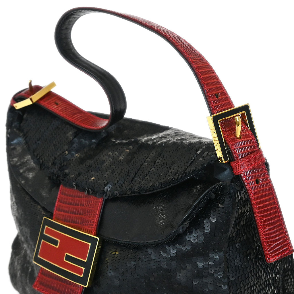 Fendi * Black Sequins Lizard Handbag