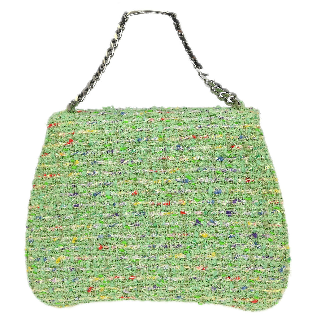 Chanel 1996-1997 Green Tweed Chain Handbag