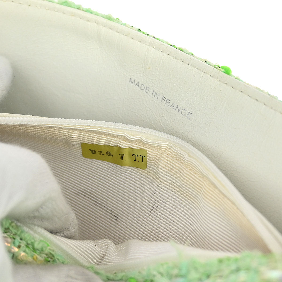 Chanel 1996-1997 Green Tweed Chain Handbag