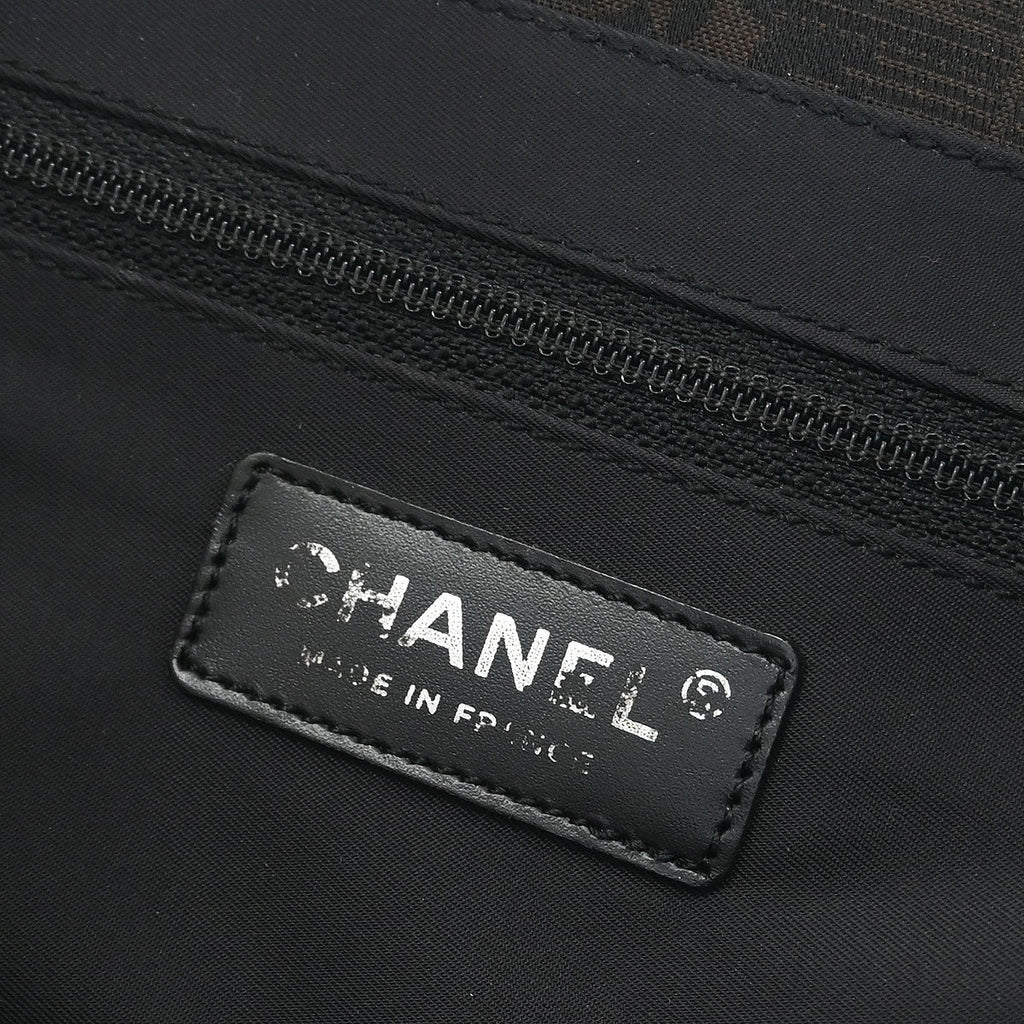 Chanel 2005-2006 Brown Black Jacquard Nylon Travel Line Tote Bag