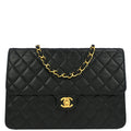 Chanel 2002-2003 Black Lambskin Turnlock Medium Half Flap Shoulder Bag