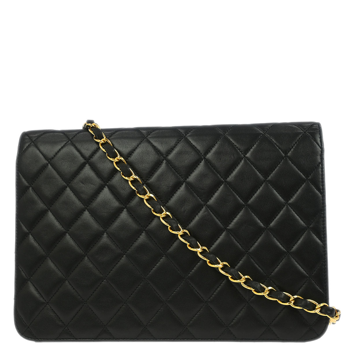 Chanel 2002-2003 Black Lambskin Turnlock Medium Half Flap Shoulder Bag