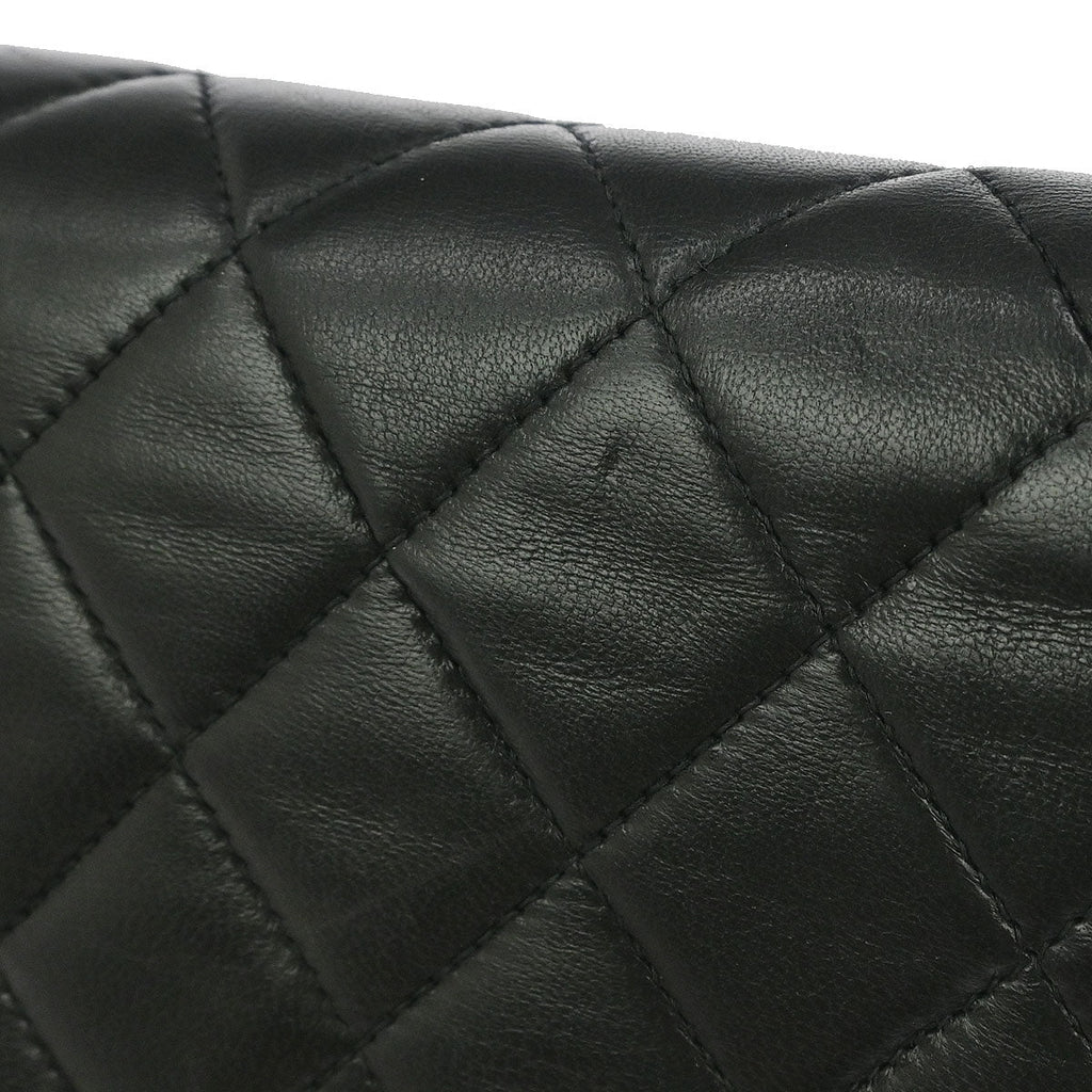 Chanel 2002-2003 Black Lambskin Turnlock Medium Half Flap Shoulder Bag