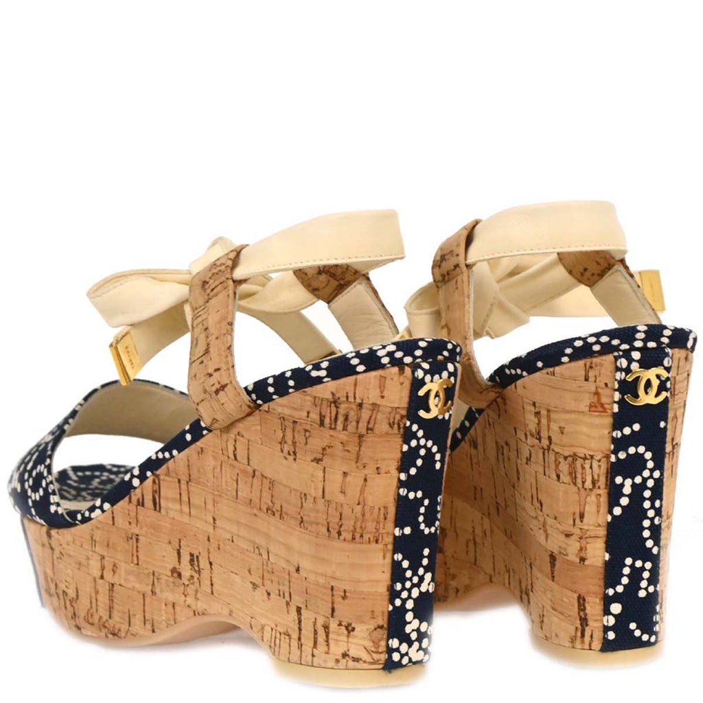 Chanel * Navy Sandals Shoes #38