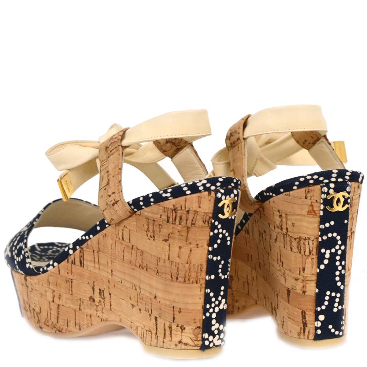 Chanel * Navy Sandals Shoes #38