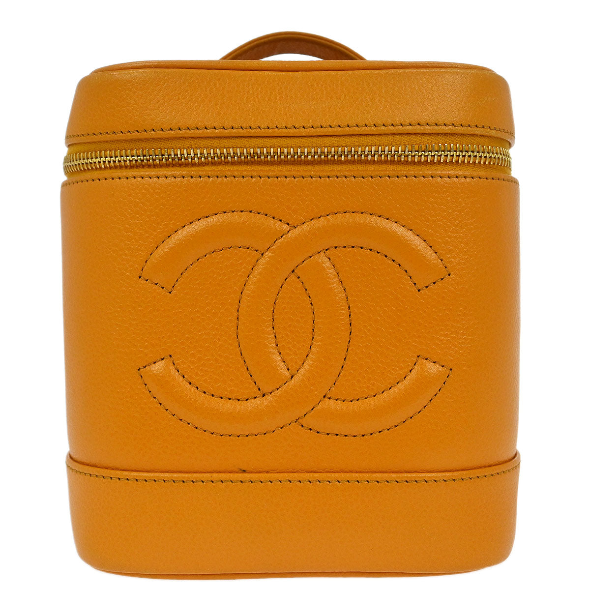Chanel 1997-1999 Orange Caviar Timeless Vanity Handbag