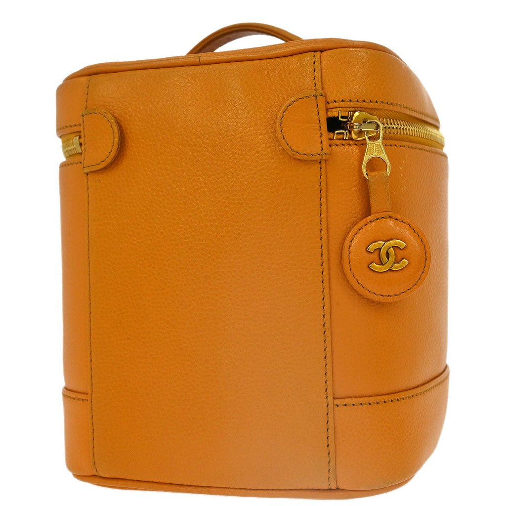 Chanel 1997-1999 Orange Caviar Timeless Vanity Handbag