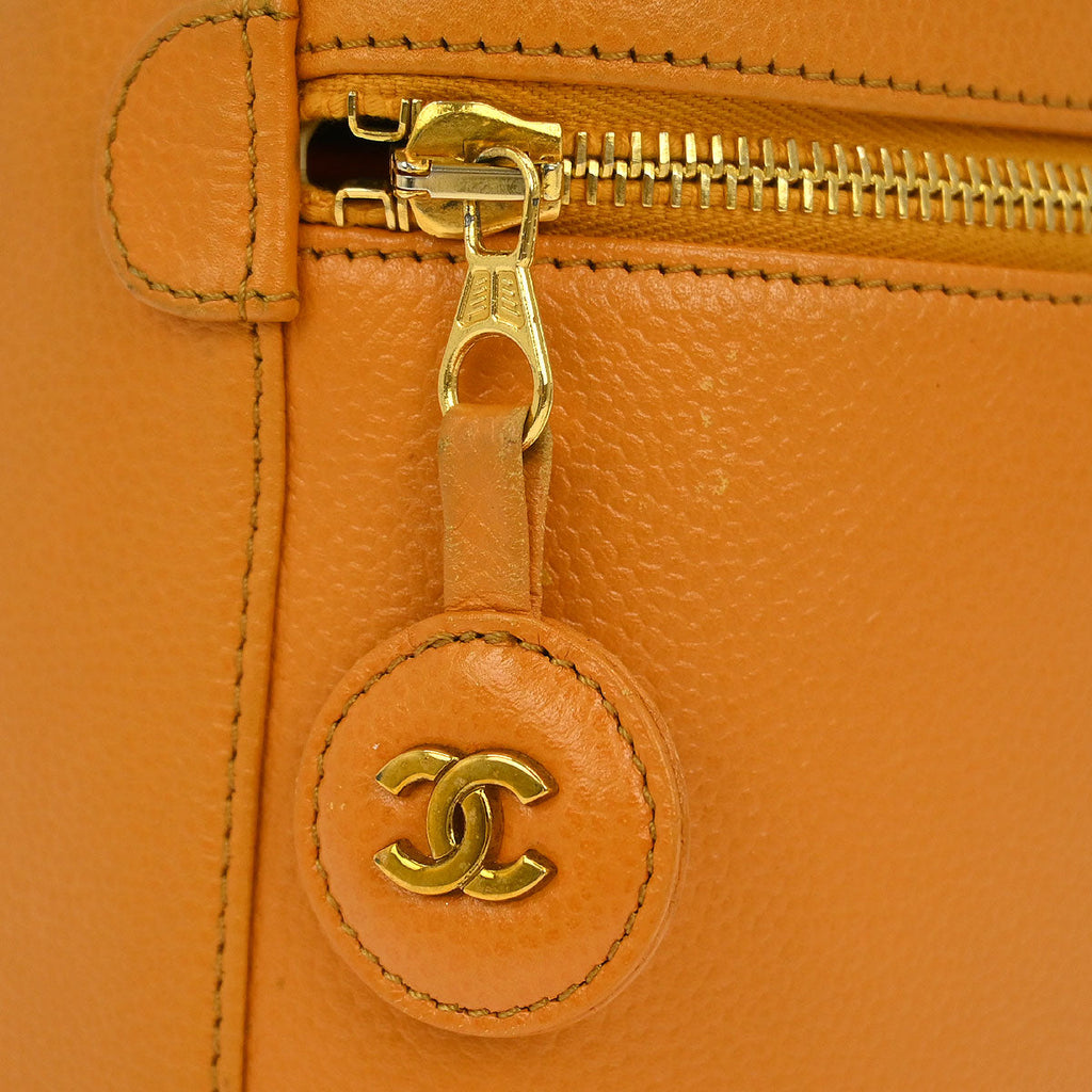 Chanel 1997-1999 Orange Caviar Timeless Vanity Handbag
