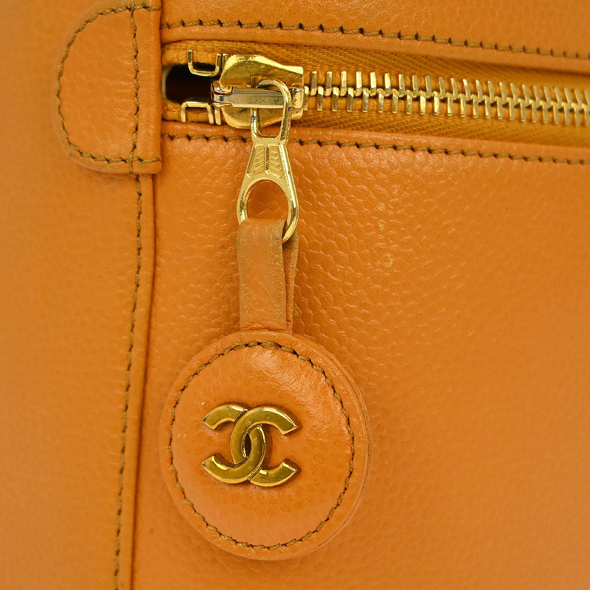 Chanel 1997-1999 Orange Caviar Timeless Vanity Handbag