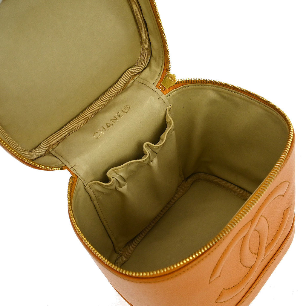 Chanel 1997-1999 Orange Caviar Timeless Vanity Handbag