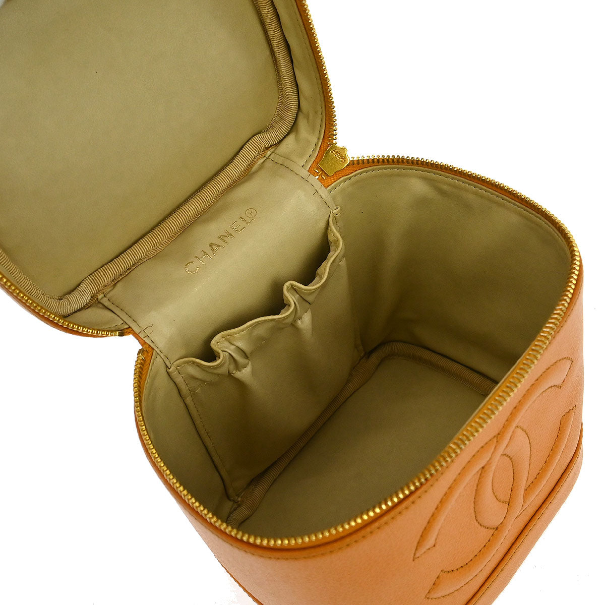 Chanel 1997-1999 Orange Caviar Timeless Vanity Handbag