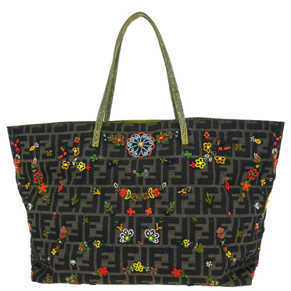 Fendi * Brown Beaded Zucca Tote Bag