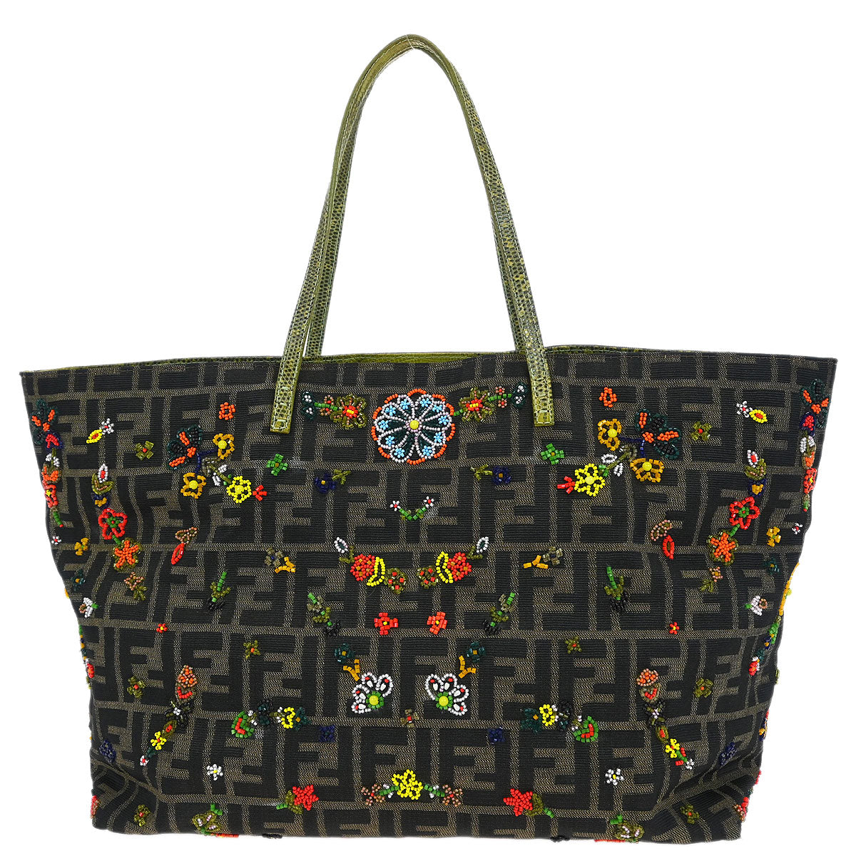 Fendi * Brown Beaded Zucca Tote Bag