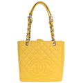 Chanel 2009-2010 Yellow Caviar Petite Shopping Tote PST Chain Handbag