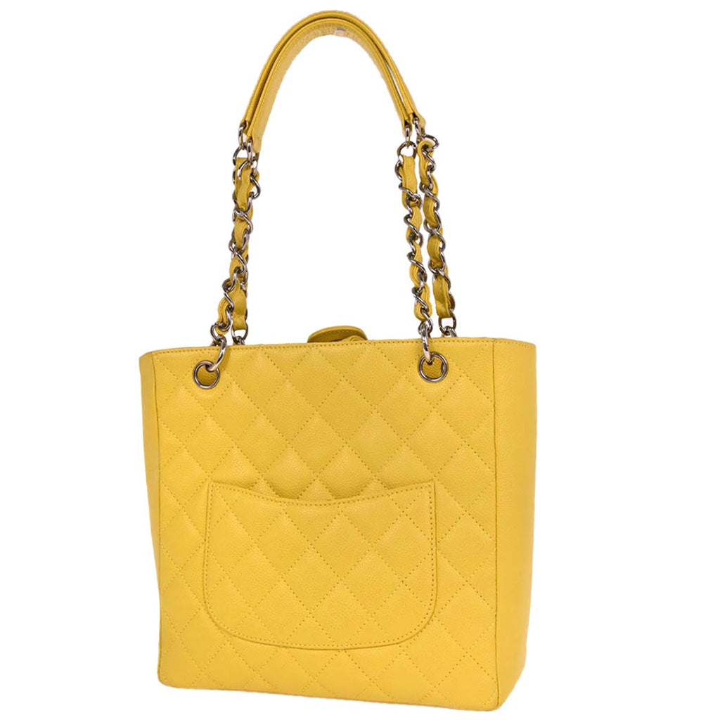Chanel 2009-2010 Yellow Caviar Petite Shopping Tote PST Chain Handbag