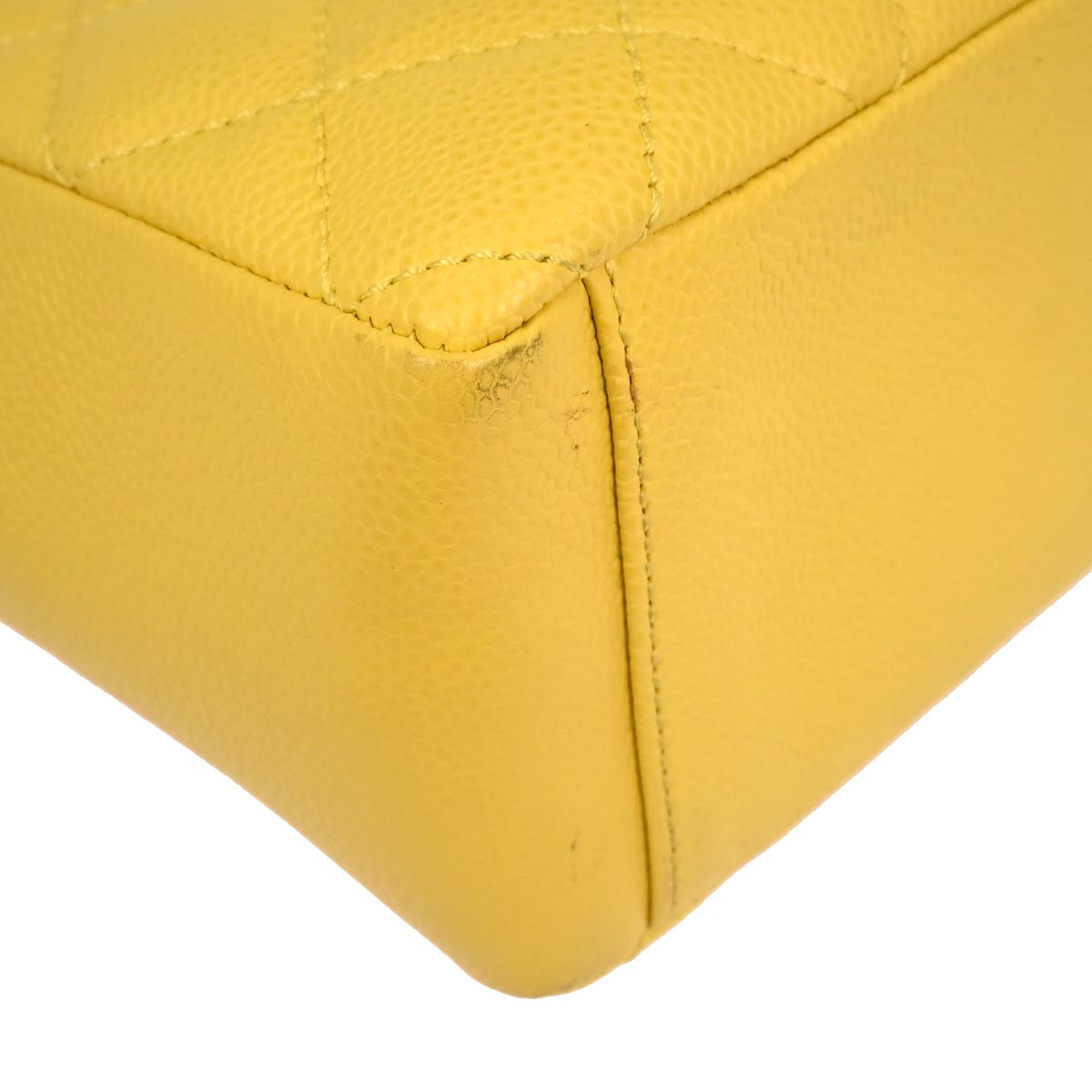 Chanel 2009-2010 Yellow Caviar Petite Shopping Tote PST Chain Handbag