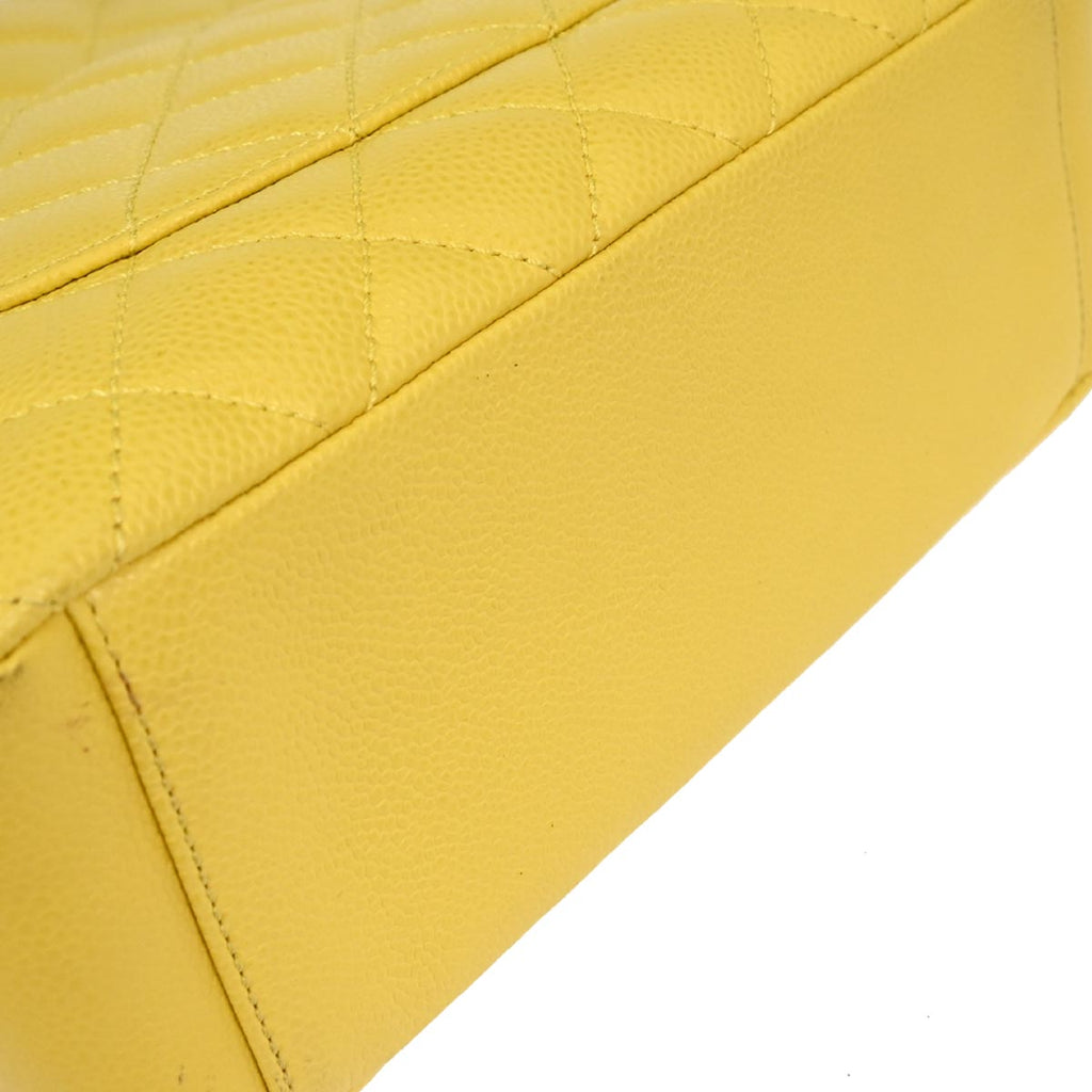 Chanel 2009-2010 Yellow Caviar Petite Shopping Tote PST Chain Handbag